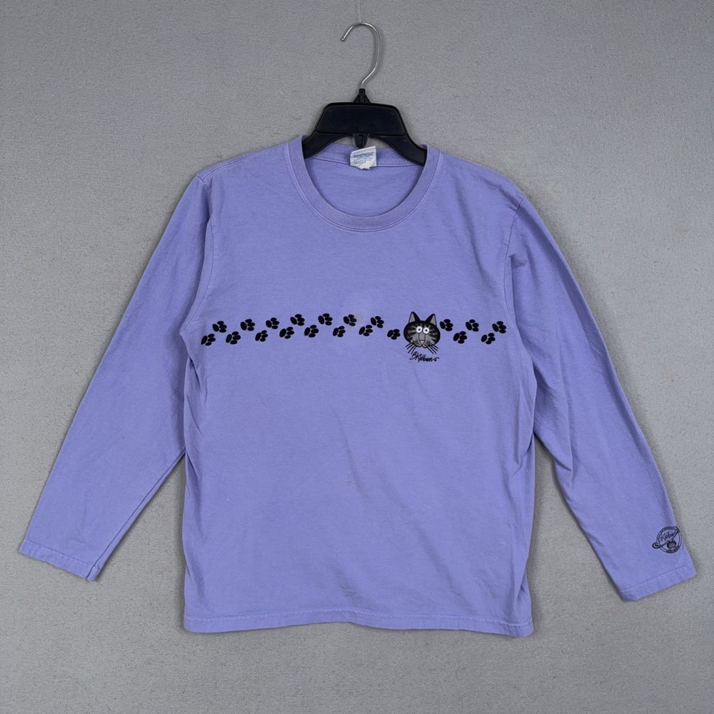 Vintage Crazy Shirts Shirt Adult Small Purple Graphic B. Kliban Cat Paw Prints